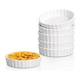 5 Oz Creme Brulee Ramekins, Round Fluted Quiche Dishes Tart Pan, Oven Safe Ramekins for Baking, Souffle, Ramekins 6 Pack