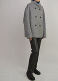 Small Stand Collar Wool Short Gray Coat