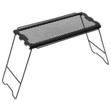 Outdoor Multifunctional Folding Barbecue Side Table - Portable Iron Storage Rack with Grid for Camping
