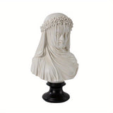 1pc Maiden Sculptural Bust Veiled Lady Bust Statue Resin Home Decoration,cute Ornament, Home Living Room Bar Cafe Decor Ornament, Room Decor Tabletop Display Ornament