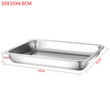 1PCS Deep Service Storage Tray Pan Stainless Steel BBQ Plates For Food Container Steamed Dishes Kitchen Pastry Baking Tools