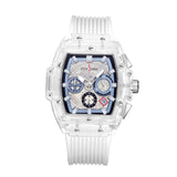 PINTIME Men's Watch Top Brand Luxury Transparent Case Hollow Dial Quartz Watch Waterproof Sport Calendar Wristwatch Reloj