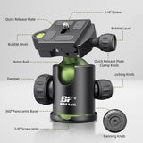 Ballhead Panoramic Camera Ball 1/4In QR Plate Double Bubble Level Head for Tripod Monopod Slider Payload 8kg