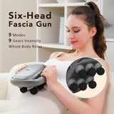 Six-head Red Light Fascia Rechargeable Waist Back Leg Massager Body Muscle Relaxation Electric Vibration Massage Gun