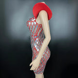 Fashionable standing shoulder sleeves, temperament, personality, ultra short skirt, lens pattern design, sense of direct sales