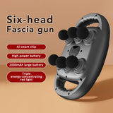 Six-head Red Light Fascia Rechargeable Waist Back Leg Massager Body Muscle Relaxation Electric Vibration Massage Gun