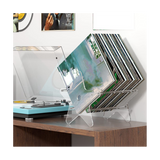 Stand,Acrylic Vinyl Record Storage Holder,Clear CD Organizer Holder for Single and Gatefold Albums