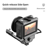 Action Camera Video Cage Metal Vlog Case Protective Housing Cold Shoe Mount Extension Replacement for GoPro Hero 12/11/10/9