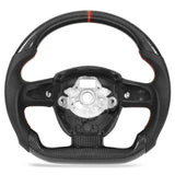 Steering Wheel Perforated Leather Red Stitching Fit for Audi A4 S4 A5 S5 RS5 B8 A6 S6 C6 A8 S8 D3 Carbon Fiber