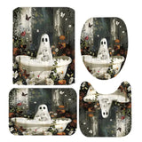 Cute Cartoon Ghost Shower Washable Halloween Curtain Polyester Fabric with Hoo for Bathroom Decor