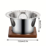 1pc Mini Alcohol Grill Stove, Grill Basket For Fish Mini BBQ Grill Alcohol Stove,  Stainless Steel Barbecue Grill, Indoor Baking Pan