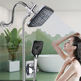 1Set High Pressure Square Rain Shower Head, High Pressure Handheld Shower, Equipped 149.86cm Extra Long Hose, 3-Way Diverter, Adhesive Shower Head Holder, Extention Shower Arm, Top Shower Head Set, Bathroom Accessories (Chromium Plating)