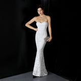 Sequined Long Dress Skirt Prom Party Etiquette Celebration Evening Dress