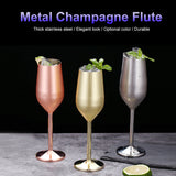 220ml Stainless Steel Champagne Unbreakable Wine Cup Gold Sier tail Glass Metal Flute Home Bar Party Supplies