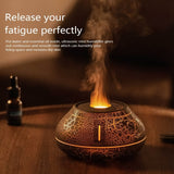 1pc Crackle Paint Flame Aroma Diffuser Simulation Flame Air Humidifier Cool Mist Humidifier Quiet Ultrasonic Humidifiers For Bedroom
