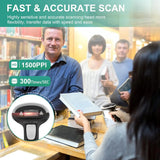 JRHC Handheld 2D Barcode USB QR Scanner Wired Automatic 1D 2D&PDF417 Data Matrix Bar Code Reader Plug and Play