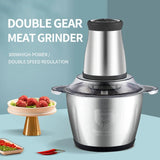 2 Speeds Stainless Steel 2L/3L Capacity Electric Chopper Meat Grinder Mincer Food Processor Slicer