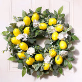 18 Inch Artificial With Yellow Lemon Green Leaves,Fake Fruit Wreath For Home Wall And Front Door Decor