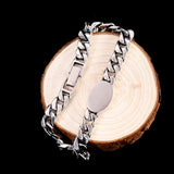Fashion Trendy Men's S925 Silver Inlaid Black Agate Bracelet Simple