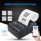 58mm Mini Portable Thermal Wireless Label & Receipt Printer - Shipping/Express, USB & BT Connectivity, Supports ESC/POS Command