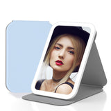 PU Leather Vanity Mirror 3 Colors Light Modes Travel Makeup Mirror  360°Rotation Lighted Cosmetic Mirror with Adjustable Stand