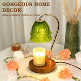 1 PCS Candle Warmer Lamp With Timer, As Shown Iron+Glass+Wood Birthday Gift For Women, Mom, Female Friend EU Plug