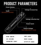 Ambition Soldier Wireless Tattoo Pen Machine Battery with Portable Power coreless Motor 1950mA/h Battery 40Pcs Cartridge Needle