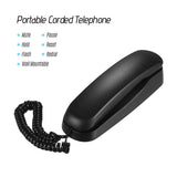 Mini Desktop Corded Lande Phone Fixed Telephone Wall Mountable Supports Mute/ Pause/ Redial Functions for Home Hotel Office