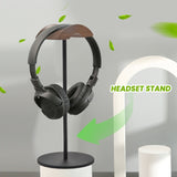 Stand, Headset Made of Wood & Aluminium, Natural Walnut Gaming Headphone Holder with Heavy Base