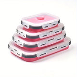 4pcs, Collapsible Food Storage Container Silicone Lunch Box Outdoor Travel Lunch Box, Travel Accessories