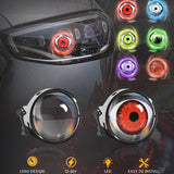 DIY LED Headlight Dynamic Devil Car Headlights with Remote Control Demon Eye Front Lamp for Auto Motorcycle Vehicle SUV