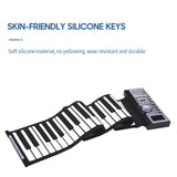 61 Keys Roll Up Keyboard Portable Soft Silicone Electronic Piano with Built-in Speaker LCD Display Recording MIDI Function