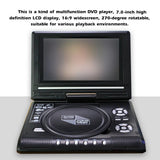 7.8 Inch 16:9 Widescreen 270° Rotatable LCD Screen Home Car TV DVD Player Portable VCD MP3 Viewer with Game Function