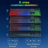 Wireless Keyboard and Mouse Combo RGB Backlit, Rechargeable Light Up Letters, Full-Size, Ergonomic, Sleep Mode, 2.4GHz