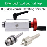 Woodworking Lathe Retractable Tail Seat B12 Chuck Drilg Tailstock Center Mini Beads hine Live Top Rotary Movable