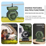 20000mAh High-Capacity Battery LED Light Shaking Head Camping Fan Movable Wireless Air Circulators Outdoor Ventilador with Hook