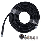 Sewer Jetter Set 100ft High Pressure Washer Hose 1/4 Inch NPT Stable Weather Resistant High Toughness with 2 Wrench for Car