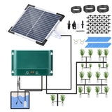 Solar Drip Kit - 7 Timing, 30 Modes, 32.8FT Automatic Watering Irrigation System Set for Garden
