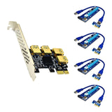 PCI-E Board Ports USB Adapter 1 to 4 Riser Card Set, 4pin Expansion Cable
