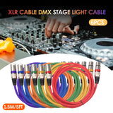 6pcs 1.5M/5ft DMX Stage Cable 3Pin XLR Male to Female for Moving Head Spotlight Par Light Microphone Mixer