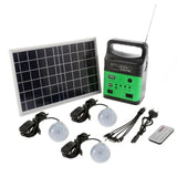 Portable Generator with 3 Bulbs, Radio, and Outdoor Solar Power Panel - Camping Kit for LED Emergency Lighting with Remote Control