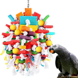 Multicolored Wooden Blocks Tearing Toys With Wood Beads,Best Bird Toys For Parrot