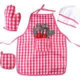 10Pcs Kitchenware Set,Little Kids Cooking Baking Set Hat Mitt & Utensil For Toddler Dress Up Chef Costume