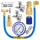 Refrigerator Freon Recharge Hose with Gauge Kit R134A R12 R22,with BPV31 Piercing Tap Vae,for A/C Refrigerant System