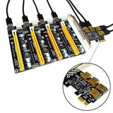 PCI-E Board Ports USB Adapter 1 to 4 Riser Card Set, 4pin Expansion Cable