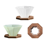 Origami Dripper with Walnut Wood Holder Lightweight Portable Sturdy Drip Maker Coffee Filter Cup