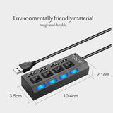 Multi Splitter Use Power Adapter 4/7 Port Multiple 2.0 Expander USB 3.0 Hub with Switch 30CM Cable