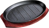 Grill Pan Steak Frying Pan, Teppanyaki Grill Pans Cast Iron with Bamboo Tray BBQ Grill Pan Sizzling Steak Plate Set, 12 Inch 30,5 cm