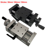50mm 100mm 150mm Aluminum Alloy Manual Sliding Table Cross Roller Rail Stage 80*80mm ear Guide Platform