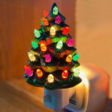 Mini Bedside Lamp Resinous Christmas Tree Night Light Two Colours Ceramic